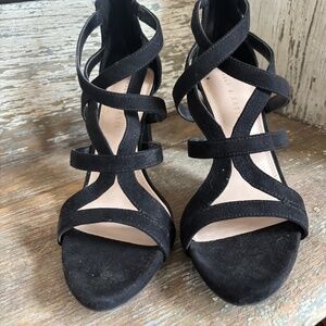 Kelly &Katie Black Strappy Heels With Cage Design Size 9